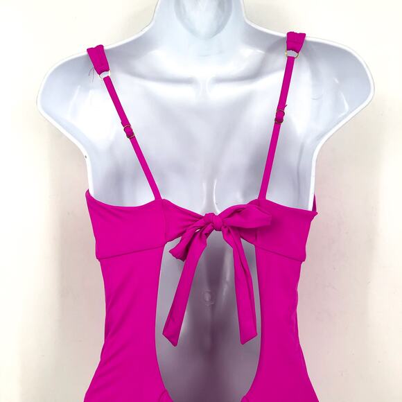 BECCA Women's Color Code V-Wire One Piece Swimsuit Small Vivid Pink Stretch NWT - Picture 5 of 12